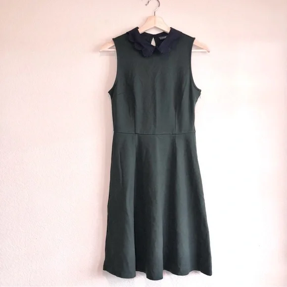 Modcloth Dresses | Modcloth Green Scallop Collar A-Line Ponte Dress, M | Color: Blue/Green | Size: M | Cooperlexi15'S Closet